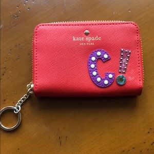 Kate Spade “C” initial leather wristlet